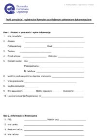 2. Profil ponuđača i registracioni formular