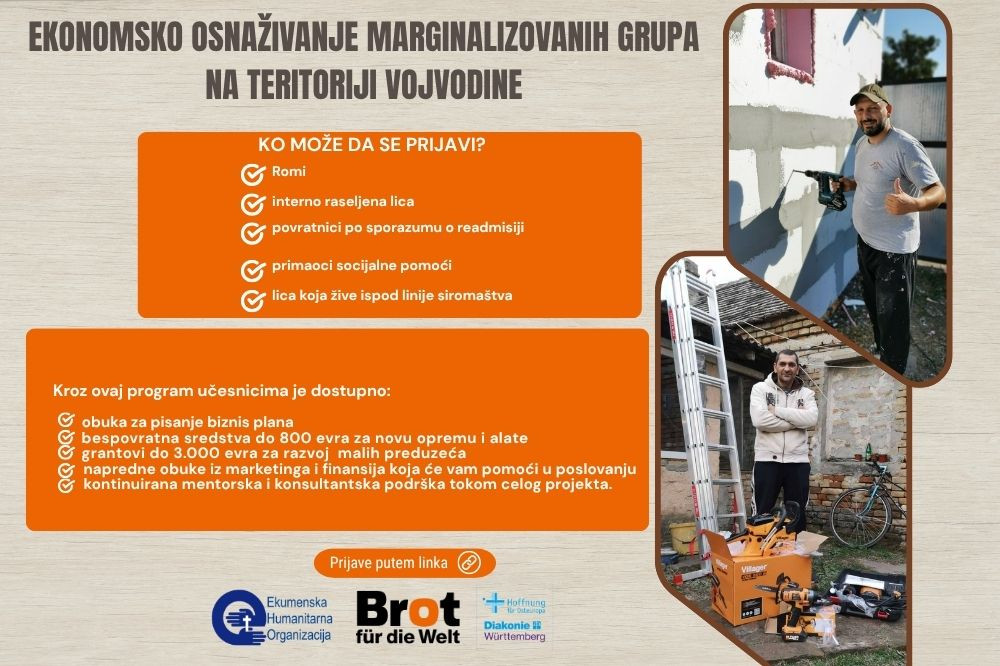 Konkurs za ekonomsko osnaživanje marginalizovanih grupa na teritoriji Vojvodine