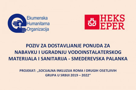 Poziv za dostavljanje ponuda za nabavku i ugradnju vodoinstalaterskog materijala i sanitarija - Smederevska Palanka